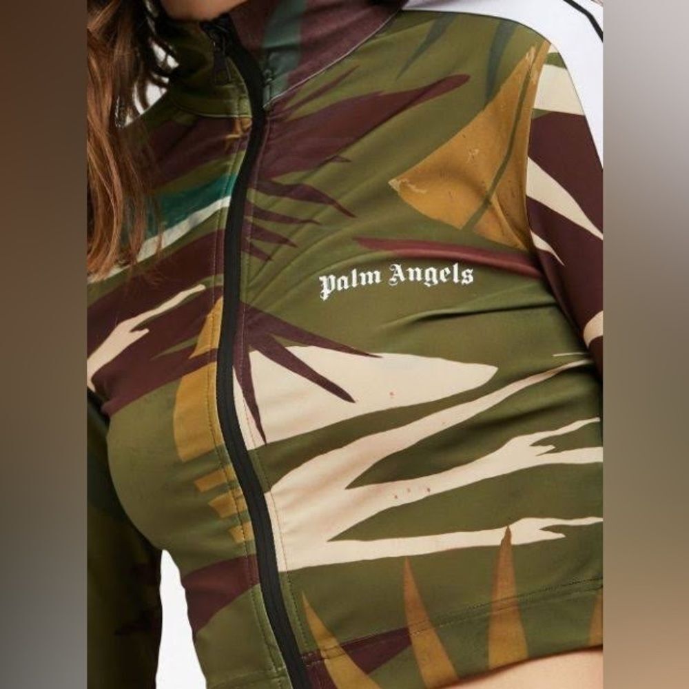 NWT RARE PALM ANGELS Jungle Long Sleeve Cropped Zip Up Track Jacket